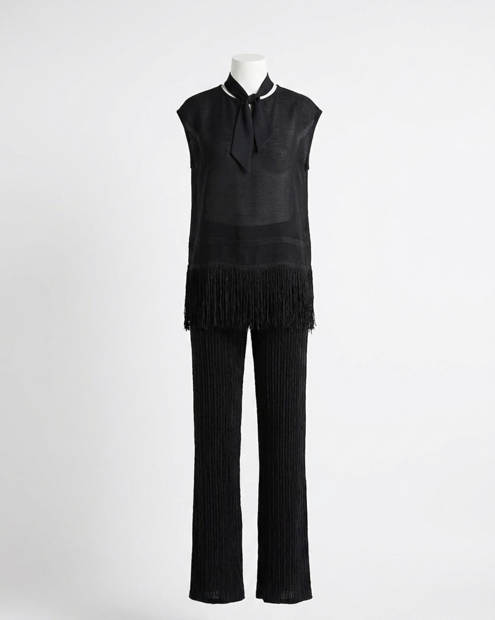 NEW LAFAYETTE 148 fringe blouse in black